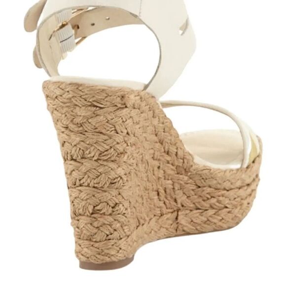 Elliott Lucca Guilia Leather Espadrille Wedge in Linen Multi Size 9 - Picture 4 of 15